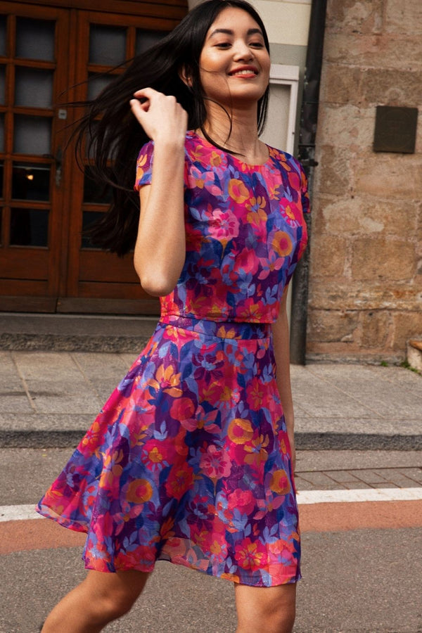 Paula print magenta top