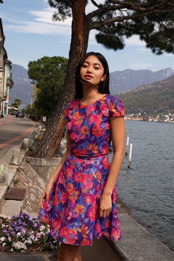 Paula print magenta top