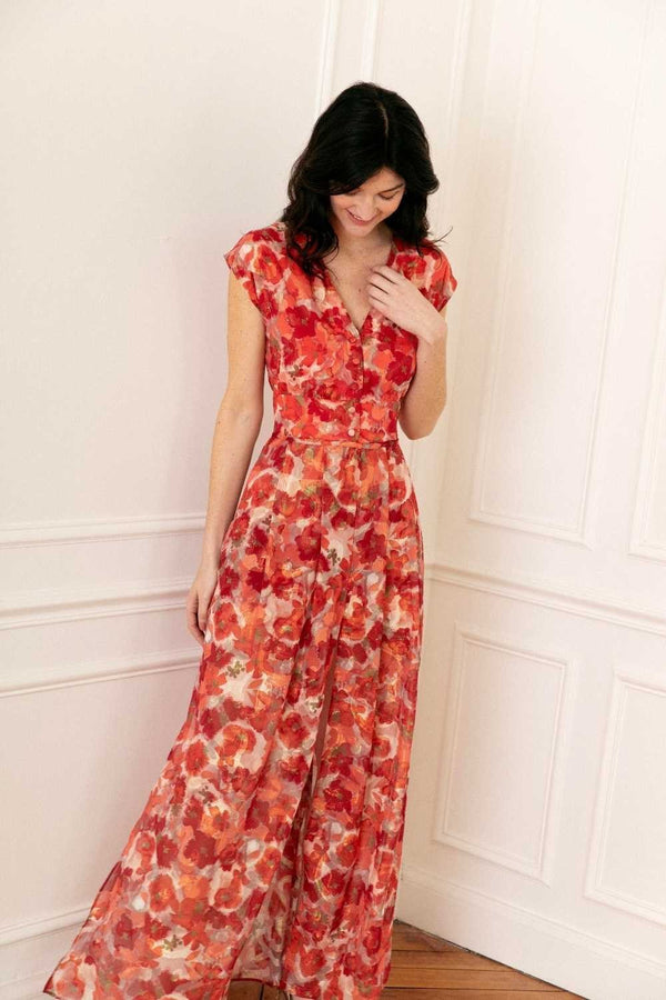 Combi-robe Salomé print azalée
