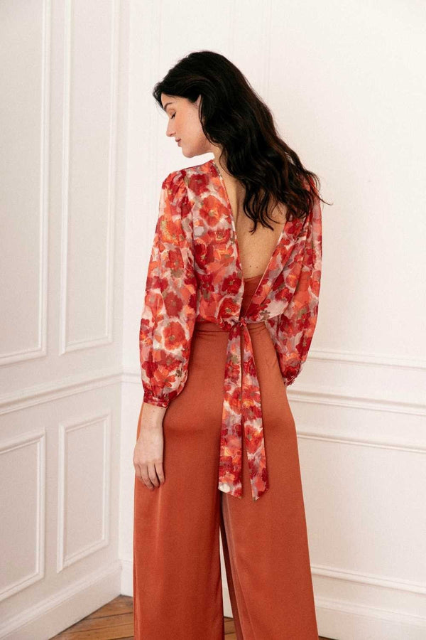 Iris print azalea blouse