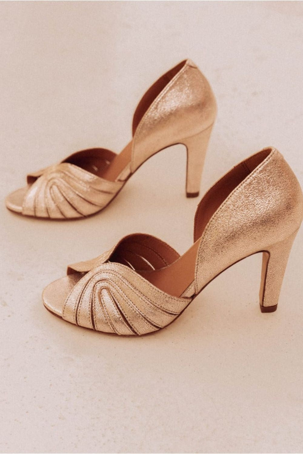 Paloma Chaussure Bobbies Sandales Dorées à Talon Mariage