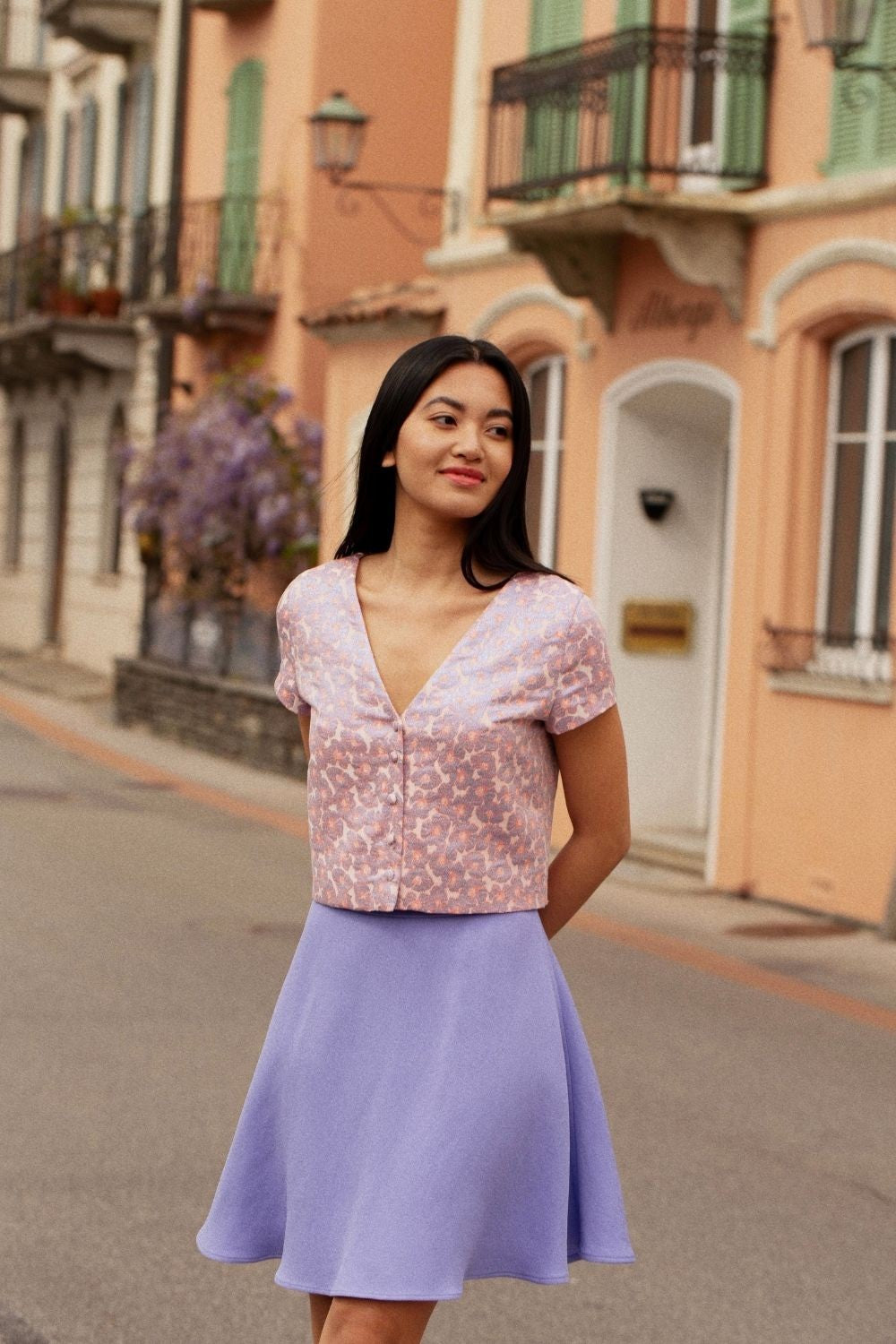 Jupe Légère Filippa K Taille XS - Couleur Lilas Avec Volants - Occasion Très Bon état