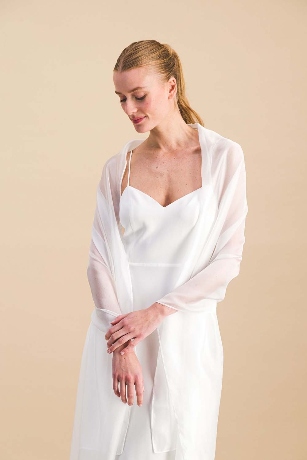 Étole Femme Mariage Châle Satin Mousseline Soie - Longue Écharpe Chic Mariée