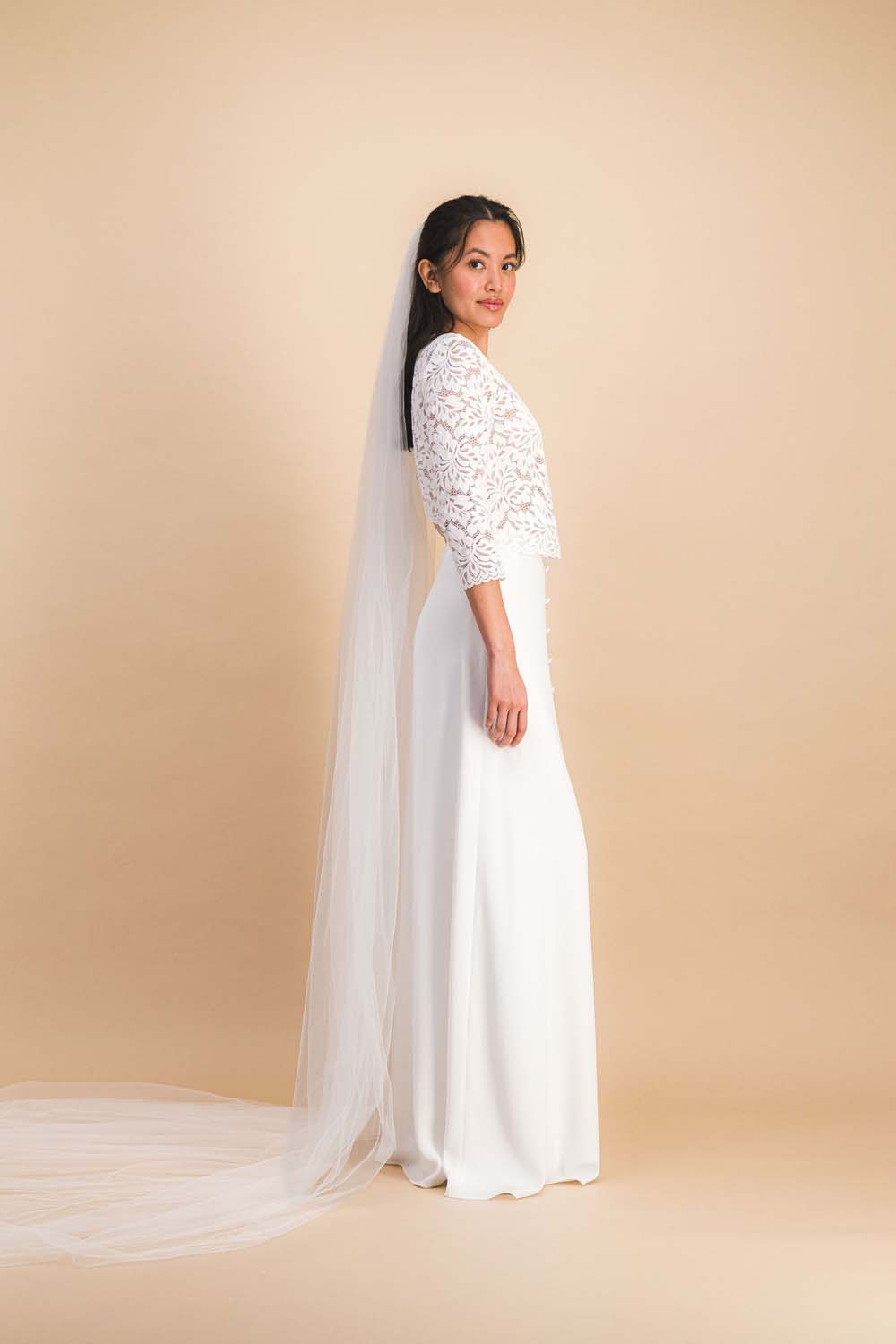 Voile Simple Voile tulle long - voile cathédrale mariage simple – Maison Lemoine