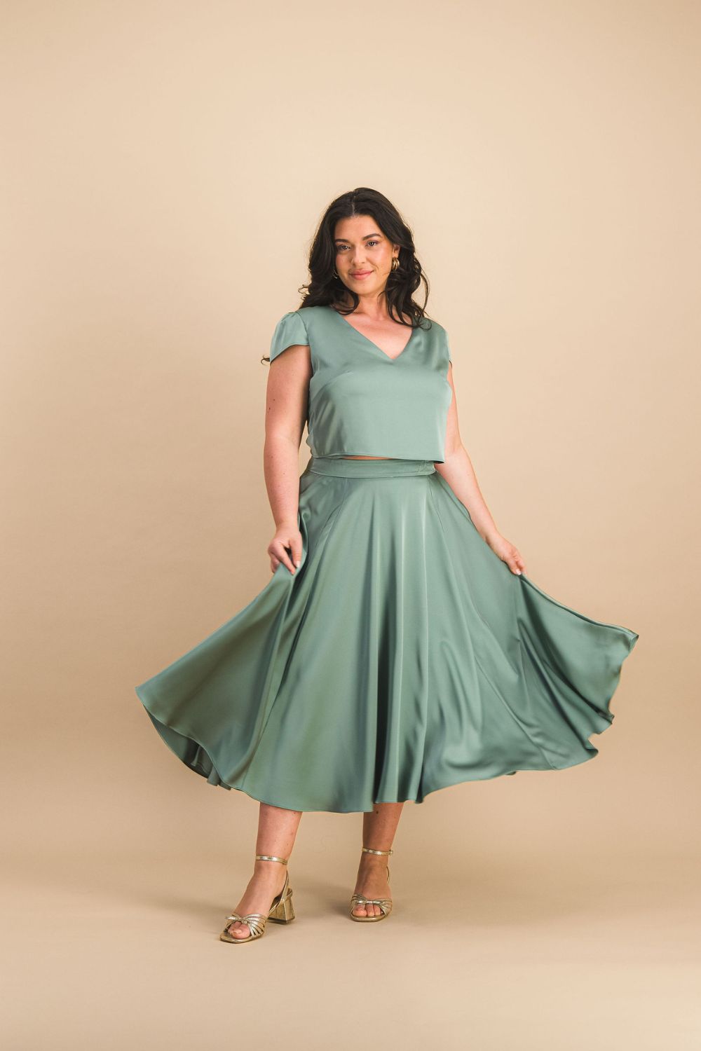 Jupe Crayon Beige SORTILEGE - Laine Peignée - Taille 38/40 - Portée 1 Fois